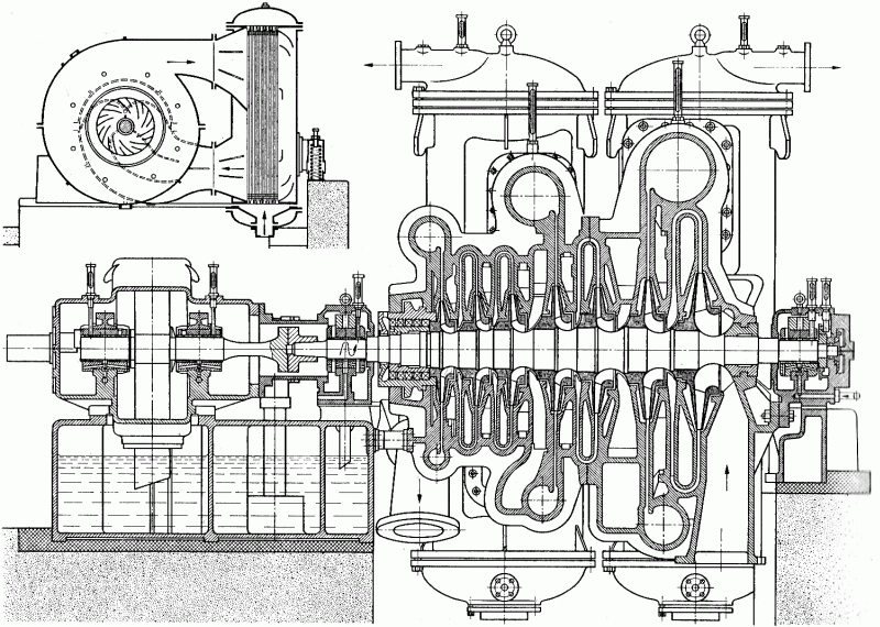 Seven-stage turbocompressor with two intercoolers